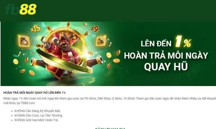Hoàn trả mỗi ngày quay hũ FB88 Hoàn trả mỗi ngày quay hũ FB8 mỗi ngày