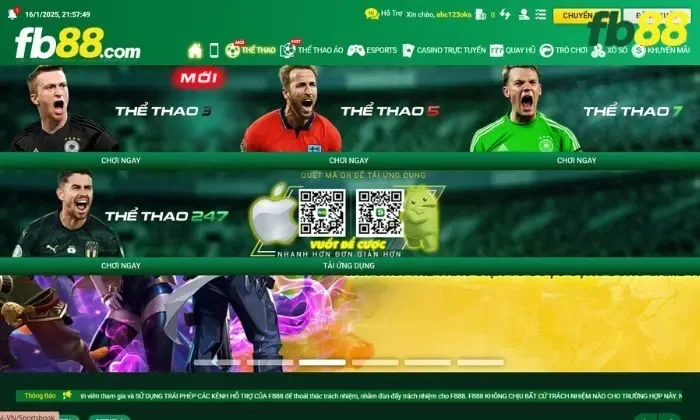 Tổng quan về sảnh thể thao 7 FB88